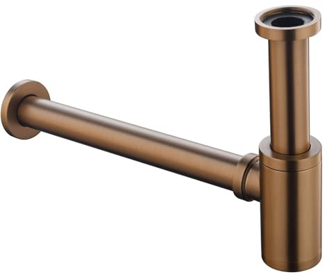 Sifone Lavabo Bagno Tubo di scarico a parete for lavabo in lega zinco, tubo a tenuta d'aria e antiodore(Bronze)