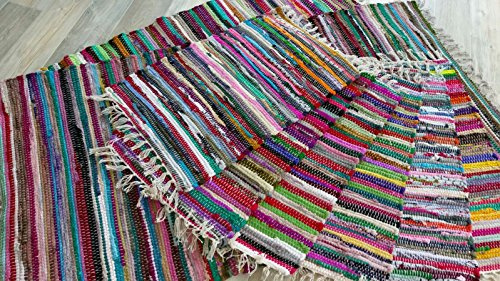 Kottig Fleckerl Handweb Teppich Kufstein Multicolor Flickenteppich Handwebteppich Fleckerlteppich 9 Größen 40x60, 60x120, 70x140, 90x160, 90x250, 90x340, 130x200, 170x240, 200x300 cm (90x250)