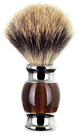 Layboo Shaving Brush,100% Professional Silvertip Badger Bristle Brush with Imitating Ox Horn Resin + Heavy Alloy Base and Ergonomic Handle Christmas Gift