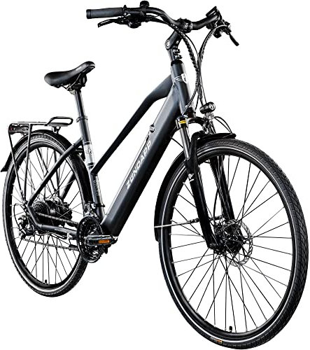 ZÜNDAPP Ebike Damen 28 Zoll Trekkingfahrrad | E Bike 24 Gänge 155-170 cm Elektro Fahrrad | E-Bike Elektrofahrrad mit hydraulischen Scheibenbremsen | Z810 (schwarz, 50 cm)