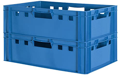 Euro Apilamiento de Plástico Caja Industrial Euro Caja Almacenamiento Eurobox E2 Azul Kingpower, Número:2