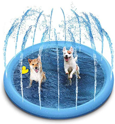 Planschbecken für Haustiere und Kinder, 150 cm Sprinkler- und Spritzwasser-Spielmatte,Hunde Planschbecken Kinder,Sommerspielzeug, Sprühkissen, Garten, Outdoor, tragbare Sprinkler