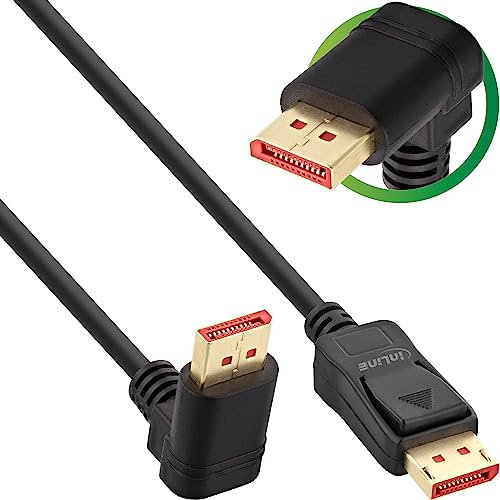 InLine® Câble DisplayPort 1.4, 8K4K, coudé vers le haut, noir/doré, 5 m