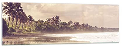 Panorama Bilder auf Glas 160x50cm Glasbild Palmen Strand Wasser Groß XXL Wanddeko Bild im Glas Schlafzimmer Küche Wandbilder Dekoration Wohnzimmer Modern Wall Decor Wand Kunstdruck Art GAB160x50-4917