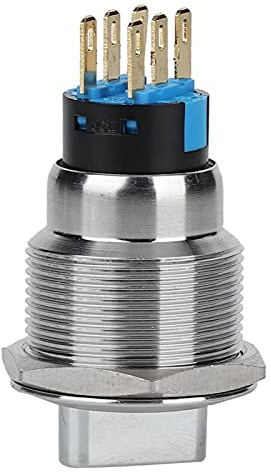 Druckschalter, 19mm Edelstahl Knopfschalter, 6 Polig und 3 Stufig Elektrischer Umschaltknopf Schalter, Nockenschalter Spannung Phasen IP67 Selektiver Wechselschalter Drehschalte Klingeldruckschalter