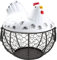 Toranysadecegumy Panier à œufs, panier à œufs, panier de rangement en forgé, panier de rangement pour restaurant, décoration de poule (blanc)