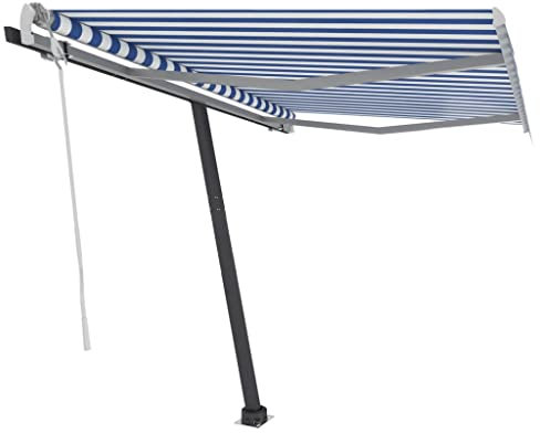 INLIFE Gelenkarmmarkise Einziehbar mit LED 300x250 cm Blau und Weiß-9701