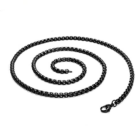 AMDXD Erbskette, Kette Männer Edelstahl, Herren Metallkette Vintage Schwarz Breit 3MM Länge 50cm Kette Edelstahl Schmuck Hip Hop Punk