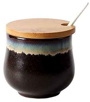 lait Sucrier japonais avec couvercle, pot de rangement en céramique rétro, petit pot à sucre de 200 ml, pot à épices for récipient à sucre, for café, restaurant, maison-g-200 ml pot de 7 oz ( Couleur