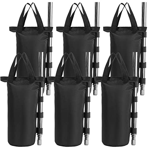 YELAIYEHAO Grade Heavy Duty doppelt genähte Gewichte Tasche, Beingewichte für Pop up Baldachin Zelt Gewichte Füße Tasche Sand Tasche Outdoor Tasche Schwarz (6PCS Round-7.9X19.7 INCH, Schwarz)
