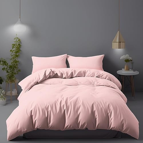 LivinEase King Size Duvet Cover Sets - Brushed Microfibre 100 GSM Pink Kingsize Duvet Cover with 2 Pillowcases (50x75 cm) - Hotel Quality Hypoallergenic, Easy Care and Comfortable