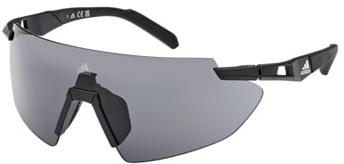 adidas Sport SP0077 Sonnenbrille Herren, Sportliche Dünne Leichte Sonnenbrille, Bildschirm Linsenform, Inklusive Etui, Rauch Linsen, Matt Schwarz