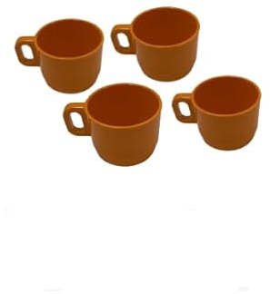 Facilemarket Tazzina da caffè Colore Arancio in Melamina Made in Italy Set da 4