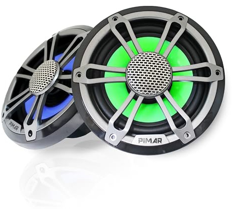 PIMAR Coppia di casse marine 150W LED barca gommone nautica accessori (4 CASSE)