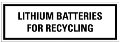 Aufkleber Batterie-Kennzeichnung englisch „LITHIUM BATTERIES FOR RECYCLING“ Folie | Größe wählbar Made in Germany, Größen Name: 2,5x7,5cm