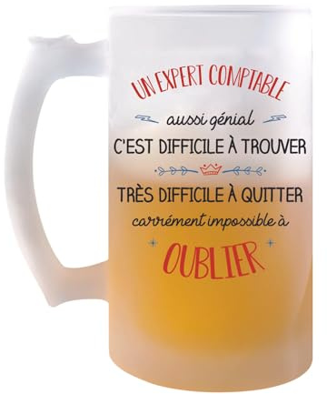 Planetee Chope Expert Comptable aussi génial | Idée Verre à bière Pinte Cadeau Apéro Noël Secret Santa Travail Boulot Retraite Anniversaire Humour
