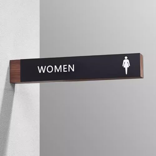 Toilettentürschild, Toilettenschild, Wandbehang for Männer und Frauen, Badezimmerschild, Dekor, Toilettenkorridorschild aus Aluminium und Holz, for Unternehmen oder Büro und Restaurants, 32 x 6 cm (Fa