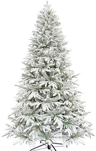 Weihnachtsbaum künstlich beschneit 270cm 9ft, Edeltanne Ständer künstlicher Tannenbaum mit Schnee Tanne Weihnachten