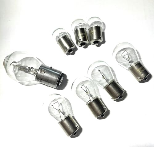 KIT SERIE DI 8 LAMPADINE ANTERIORI E POSTERIORI PER VESPA PX 80 125 150 200 E ARCOBALENO DAL 1978 AL 1999 COMPLETE DI LAMPADE FRECCE BIANCHE