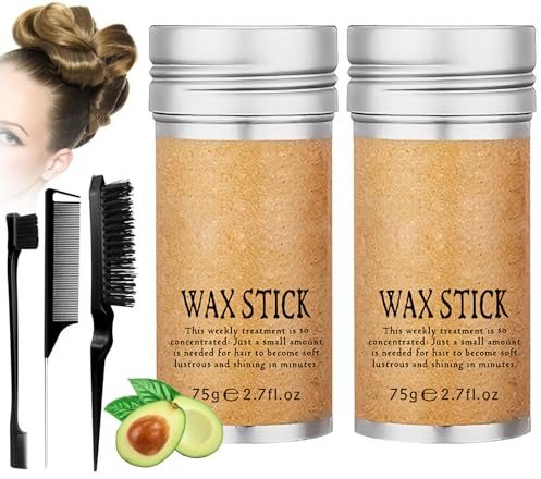 Hair Wax Stick 2 Stück Wax Stick for Hair Haarwachs Stick Wachs Stick Haare Hair Stick Geeignet für die Pflege und das Styling Fliegender Haare mit 3 Kämmen