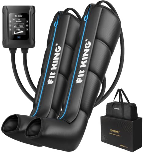 FIT KING kabelloses Beinmassagegerät mit unabhängiger 4-Zonen-Steuerung | Recovery Boots mit LCD-Touchscreen, 40-150mmHg, 10 Timer-Modi, fördert Durchblutung, beschleunigt Regeneration (S)