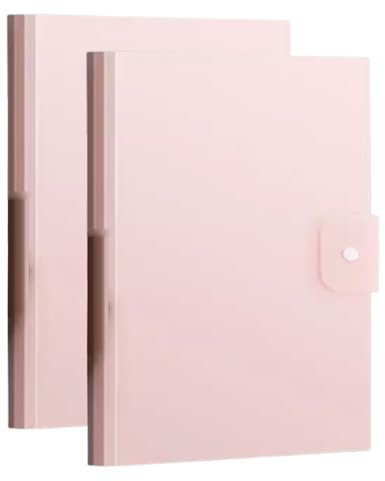 IBOWZ Kunststoff-Ordner 2 Stück A3-Dokumentenmappe, Sichtbuch, Projektsichtbuch, Aktenordner mit 20 Taschen für Büro, Zuhause, Schule, Rosa