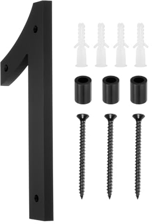 sourcing map 10 Inch Modern House Number, Acrylic Floating House Number for Outside Address Sign for House with Nail Kit for Mailbox Yard Home Front Door (Number 1, Matte Black)