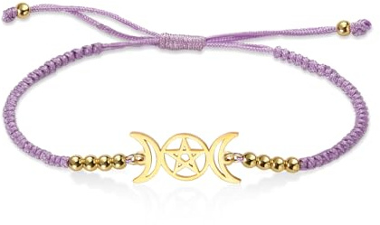 VASSAGO Triple lune déesse Bracelet pour les femmes hommes Wicca Pentagram amulette tressé à la main lune Pentacle Bracelet corde chaîne Bracelet bijoux païen