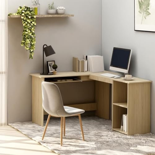 Schreibtisch klappbar,klappschreibtisch,sekretär Schrank,Eckschreibtisch L-Form Sonoma-Eiche 120x140x75 cm Holzwerkstoffschreibtisch,computertisch,Desk,