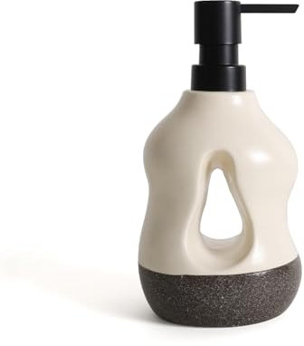 BosilunLife Keramik Seifenspender, Nachfüllbar, Pumpspender, Bad & Küche, Weiß, 430 ml, Pumpseifenspender