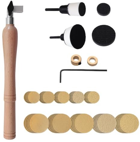 XIAOXIAOYU Levigatrice portatile, Levigatrici manuali per legno - Dischi abrasivi portatili Levigatrice per ciotola | Utensili per la lavorazione del legno, strumento per levigare il legno con 2 teste