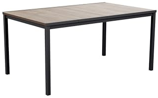 Keter Porto Tavolo da Pranzo Esterno per Giardino e Terrazza, 160x95x75H cm, Adatto per 6 Persone, Piano in Finitura Effetto Legno, Struttura in Metallo Grafite