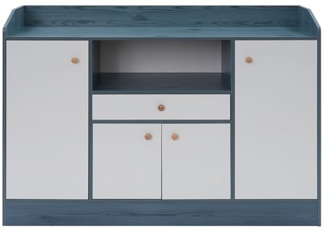 KOLHGNSE Küchenschrank 110x30x80cm Lagerschrank Sideboard Kommode Sideboard Anrichte Schrank 4 Türen 1 Schublade für Wohnzimmer Küche Esszimmer