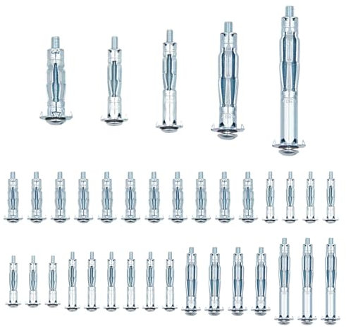 36Pcs Heavy Duty Hollow Wall Fixings Anchor, M4 x 46mm/38mm and M5 x 65mm/52mm/37mm Plasterboard Fixings Screws for Plasterboard, Drywall, Brick, Wood, Thin Metal, Concrete, Masonry