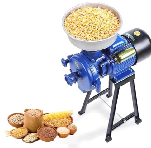 3000W Kitchen Wet Dry Cereals Grinder Electric Grain Mill- Heavy Duty 110V Commercial Farm High Speed Grinder Machine for Rice, Corn, Coffee, Wheat Feed Mill with Funnel， Thickness Adjustable