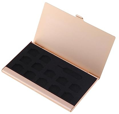 Étui Sim en Aluminium Doré avec Aiguille pour Rangement | Maison et Boutique, Organise Cartes de Numéro de Téléphone, Format Portable pour Accessoires Smartphone