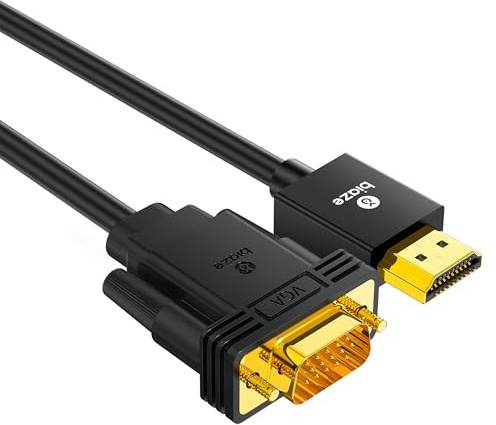 biaze HX60 Câble adaptateur VGA vers HDMI 1,8 m Câble convertisseur HDMI vers VGA Full HD 1080P Convertisseur SVGA pour bureau, projecteur, HDTV, Raspberry Pi, Roku, Xbox, etc