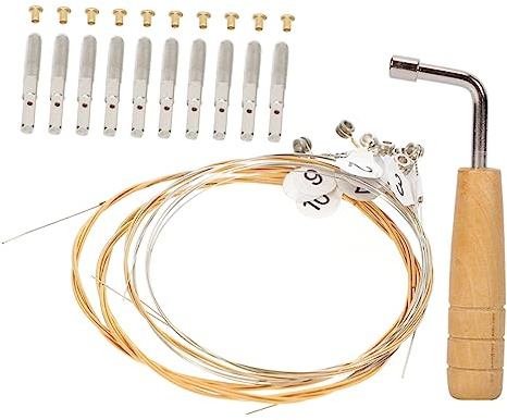 POPETPOP Lyra Stimmschlüssel aus Kupfer und Metall mit Stabilem Holzgriff 21 Stück Robustes Zubehör für Lyra Harfe zum Stimmen und Ersatz der Saiten