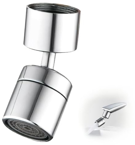Wasserhahn Aufsatz Schwenkbar mit 360° Drehfunktion, Wasserhahn Verlängerung Luftsprudler für M22, Wassersparer, In den Farben Schwarz und Silber, Zufällig Versendet