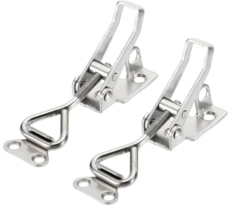 sourcing map 2pcs Adjustable Toggle Clamp M5 x 24mm 220lbs Holding Capacity 4001 Style Quick Release Pull Latches Clamps Hasp with Lock Hole for Smoker Lid Jig Tool Box Case, Silver