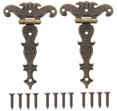LALAFINA 2 pièces Charnières Vintage de Zinc Bronze Antique Charnières Coffres et Meubles Anciens Durables et Faciles à Installer