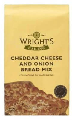 Wrights Cheddar Cheese and Onion Bread Mix - Savoury Bread Mix for Bread Maker and Hand Baking - Loaf with Real Cheddar and Crispy Onions - Freezer Friendly Dough - Vegetarian Friendly (500G)