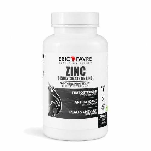 ZINC BISGLYCINATE - 90 Gélules Végétales - Force, Immunité & Peau - Hautement Assimilable - Soutien Hormonal, Sportif & Antioxydant - Peau, Cheveux, Ongles - Cure 3 Mois - Eric Favre