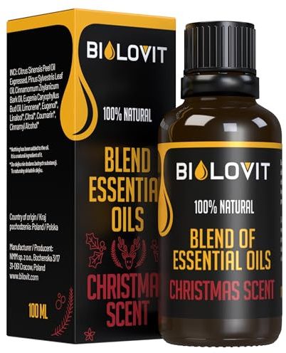 Bilovit Natürliche Ölmischung mit Weihnachtsduft, ätherisches Öl, 100% reines Duftöl, Entspannung, Aromatherapie, 100 ml