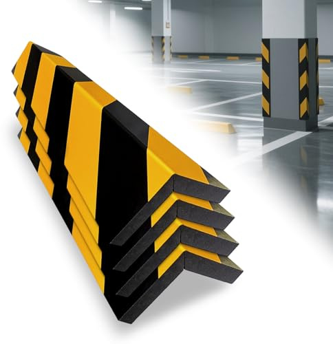 Lot de 4 protections de bords de garage, garage, mur de garage, protection murale, protection des bords de porte, autocollantes, pour parkings, garages, bandes noires et jaunes