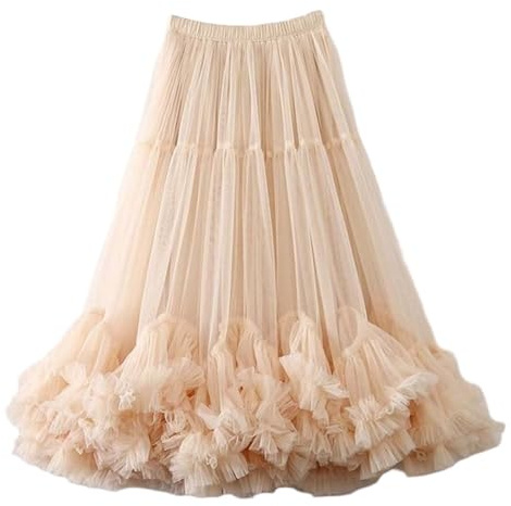 Generico Gonna Lunga Donna in Tulle Costume Carnevale Tutu A Strati Classica Gonne Moderna Abbigliamento Semplice Elegante Gonnellino di Danza Sottogonna Adulto Dance