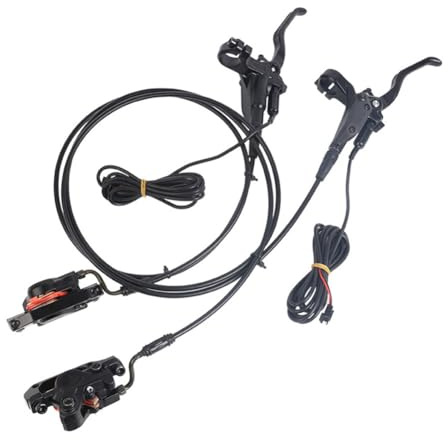 BlissfulAbode E-Bike Hydraulic Brake Kit with 2-Pin Connector, Aluminium Alloy Calipers, 160mm Disc Compatible, Front 850mm and Rear 1600mm Hoses for Electric Bicycles