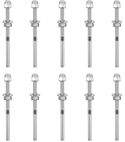 OUNONA Tendeur de Câble Acier Inoxydable à Sertir pour Garde-corps de Terrasse et Escalier, Kit 10 Pièces, Compatible Poteaux Bois et Métal, Usage Extérieur Solide