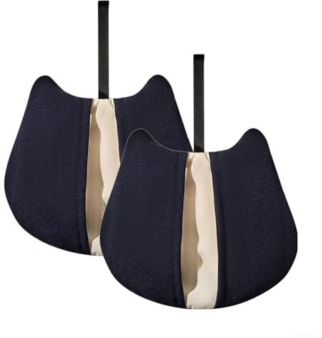 Presine a forma di gatto, resistenti al calore, con tasca, per uso in cucina, in cotone, confezione da 2, 17 x 15,5 cm, impugnatura morbida, per cucinare, cuocere al forno, cordino da appendere
