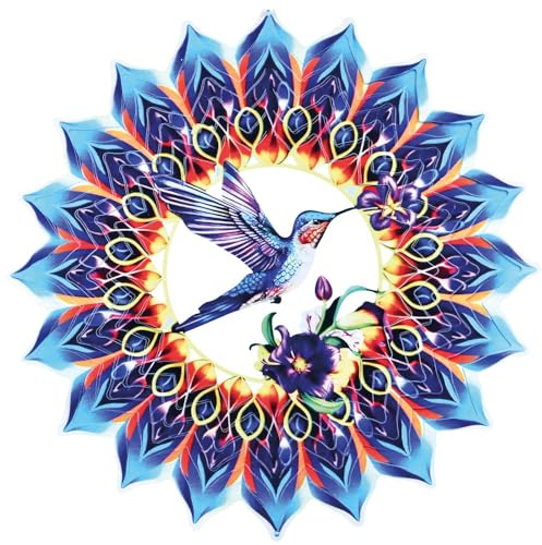 Kögler 28754 – Mandala vindspel med kolibrimotiv, ca 30 cm, 3D-vindspinnare av stål, regnbåge trädgårdsdekoration, vindblad för inomhus- och utomhusbruk